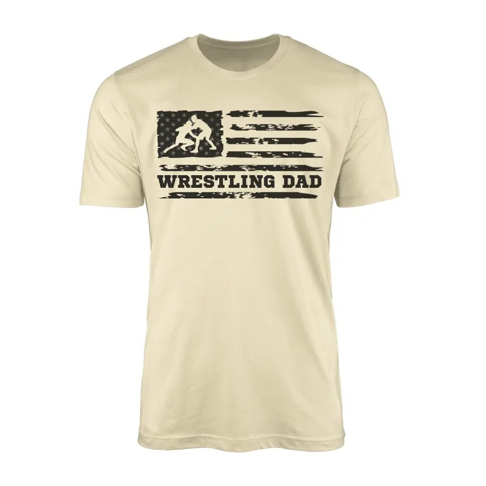 Wrestling Dad Horizontal Flag on a Men's T-Shirt with a Black Graphic