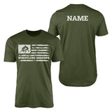 Wrestling Grandpa Horizontal Flag With Wrestler Name on a Men's T-Shirt with a White Graphic