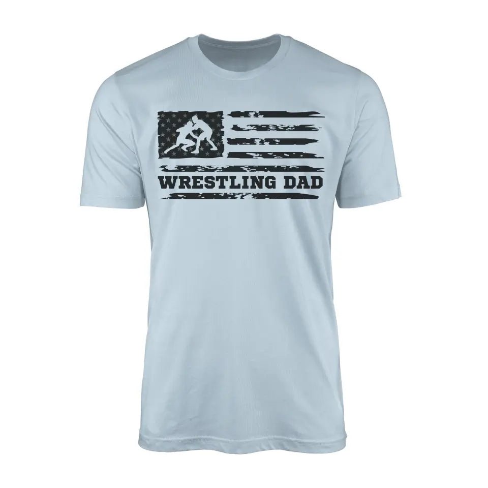 Wrestling Dad Horizontal Flag on a Men's T-Shirt with a Black Graphic