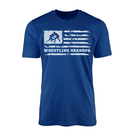 Wrestling Grandpa Horizontal Flag on a Men's T-Shirt with a White Graphic