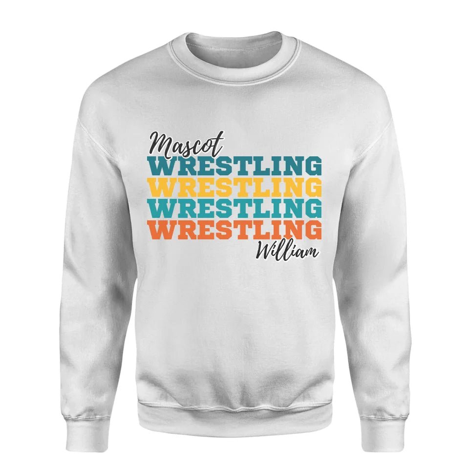 Personalized Wrestling Wrestling Wrestling on a Sweatshirt With Mascot and Wrestler Name on a Sweatshirt