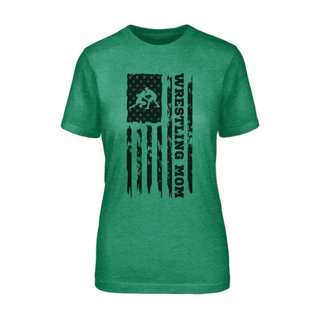 Wrestling Mom Vertical Flag on a Unisex T-Shirt with a Black Graphic
