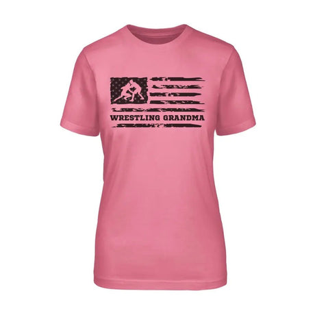 Wrestling Grandma Horizontal Flag on a Unisex T-Shirt with a Black Graphic