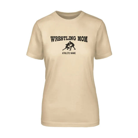 Wrestling Mom with Wrestler Icon and Wrestler Name on a Unisex T-Shirt with a Black Graphic