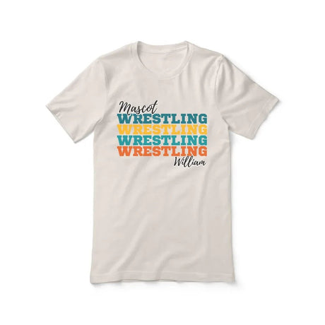 Personalized Wrestling Wrestling Wrestling Shirt With Mascot and Wrestler Name on a Unisex T-Shirt