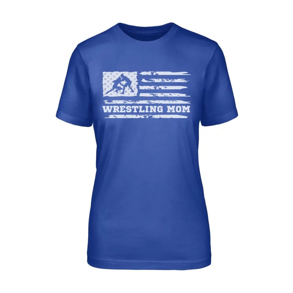 Wrestling Mom Horizontal Flag on a Unisex T-Shirt with a White Graphic