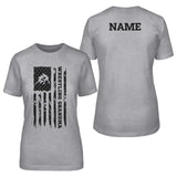 Wrestling Grandma Vertical Flag With Wrestler Name on a Unisex T-Shirt with a Black Graphic