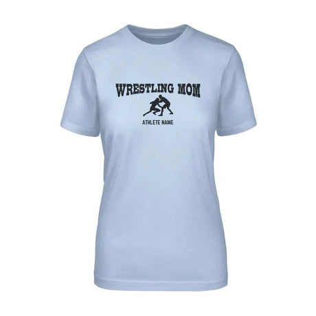 Wrestling Mom with Wrestler Icon and Wrestler Name on a Unisex T-Shirt with a Black Graphic