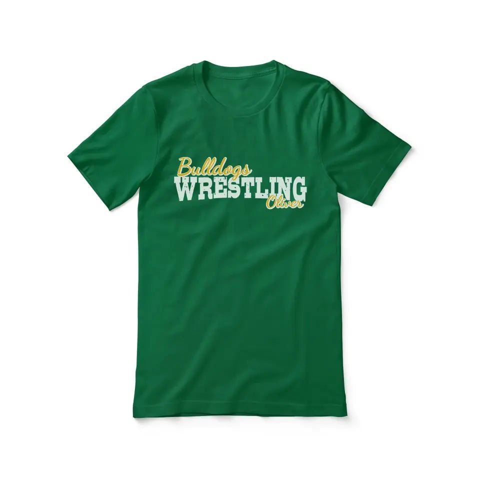 Custom Wrestling Mascot and Wrestler Name on a Unisex T-Shirt with a White Graphic
