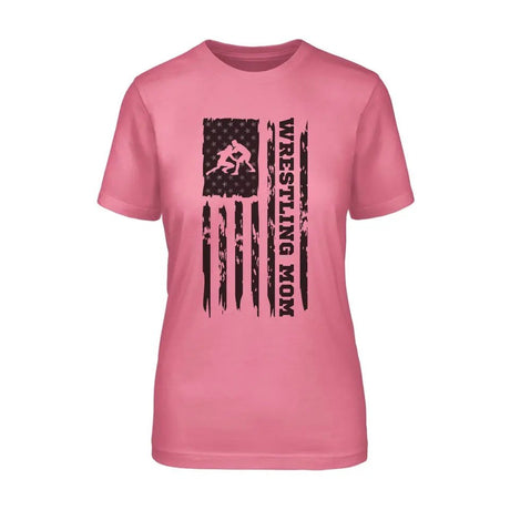 Wrestling Mom Vertical Flag on a Unisex T-Shirt with a Black Graphic