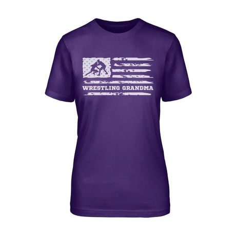 Wrestling Grandma Horizontal Flag on a Unisex T-Shirt with a White Graphic
