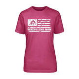 Wrestling Mom Horizontal Flag on a Unisex T-Shirt with a White Graphic