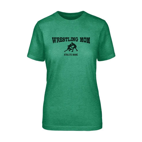 Wrestling Mom with Wrestler Icon and Wrestler Name on a Unisex T-Shirt with a Black Graphic