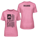 Wrestling Grandma Vertical Flag With Wrestler Name on a Unisex T-Shirt with a Black Graphic