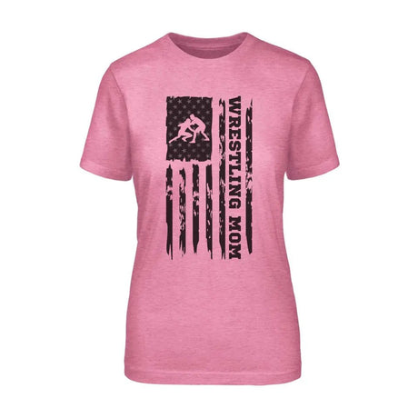 Wrestling Mom Vertical Flag on a Unisex T-Shirt with a Black Graphic