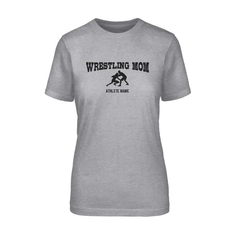 Wrestling Mom with Wrestler Icon and Wrestler Name on a Unisex T-Shirt with a Black Graphic