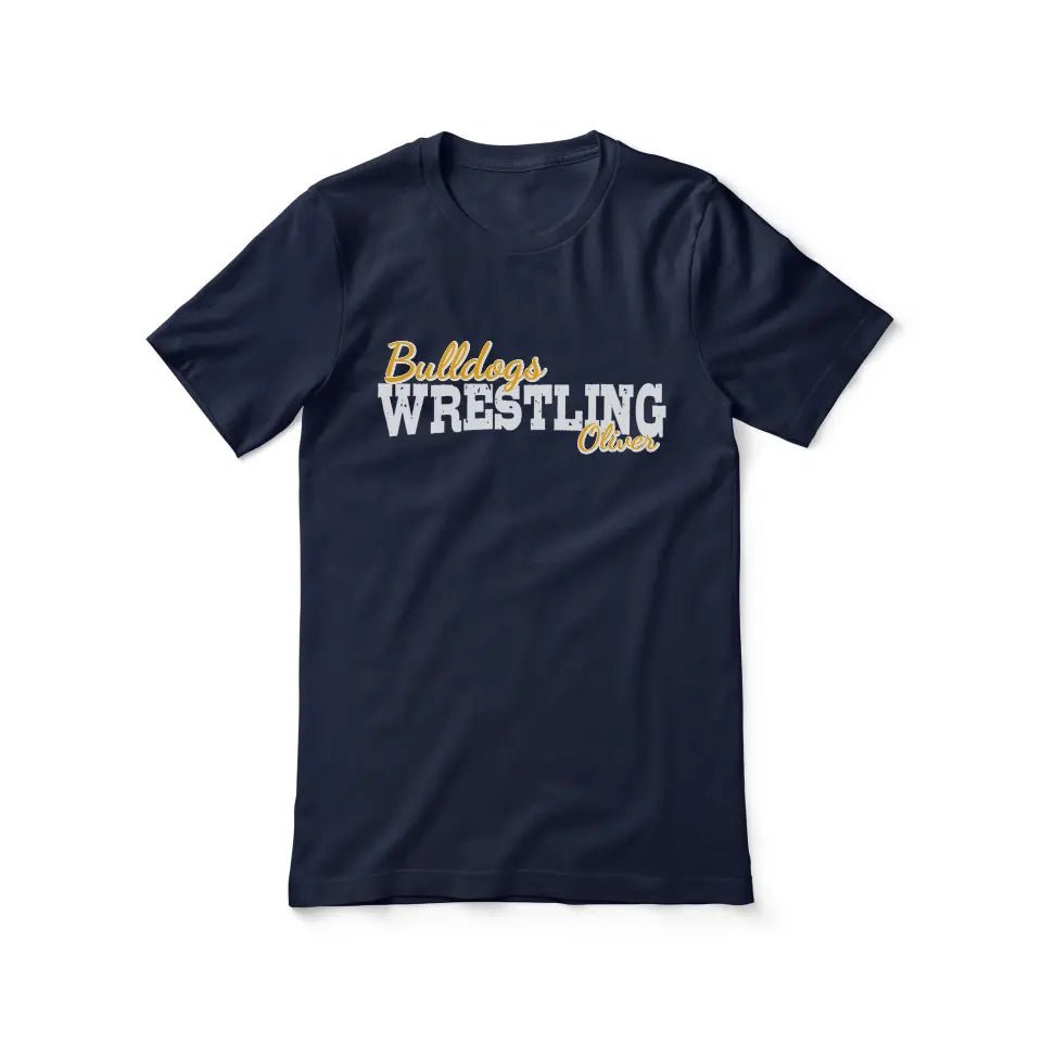 Custom Wrestling Mascot and Wrestler Name on a Unisex T-Shirt with a White Graphic