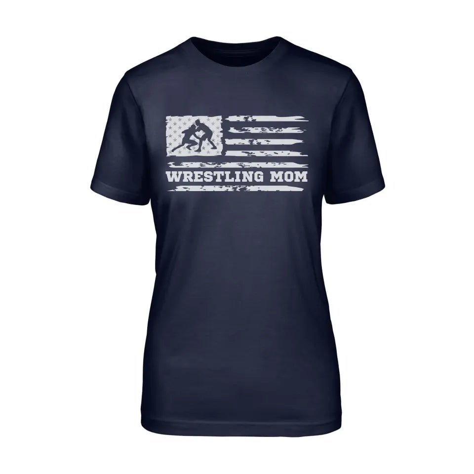 Wrestling Mom Horizontal Flag on a Unisex T-Shirt with a White Graphic