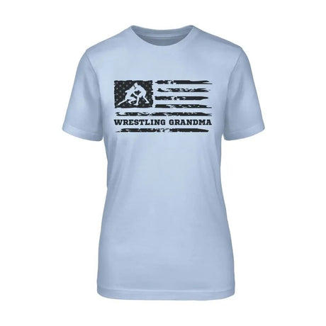 Wrestling Grandma Horizontal Flag on a Unisex T-Shirt with a Black Graphic
