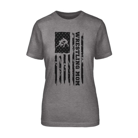Wrestling Mom Vertical Flag on a Unisex T-Shirt with a Black Graphic