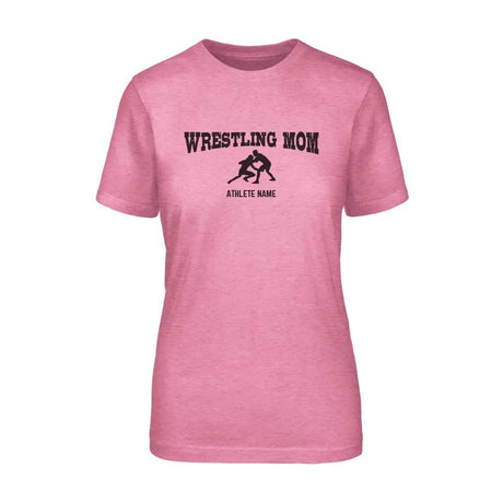 Wrestling Mom with Wrestler Icon and Wrestler Name on a Unisex T-Shirt with a Black Graphic