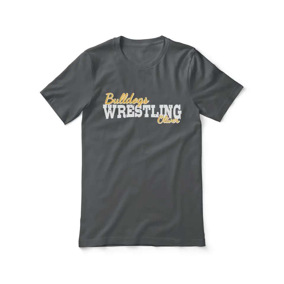Custom Wrestling Mascot and Wrestler Name on a Unisex T-Shirt with a White Graphic