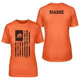 Wrestling Grandma Vertical Flag With Wrestler Name on a Unisex T-Shirt with a Black Graphic
