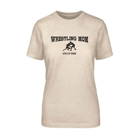 Wrestling Mom with Wrestler Icon and Wrestler Name on a Unisex T-Shirt with a Black Graphic