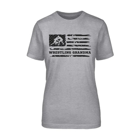 Wrestling Grandma Horizontal Flag on a Unisex T-Shirt with a Black Graphic