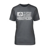 Wrestling Mom Horizontal Flag on a Unisex T-Shirt with a White Graphic