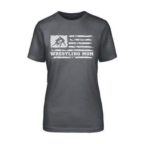 Wrestling Mom Horizontal Flag on a Unisex T-Shirt with a White Graphic
