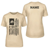 Wrestling Grandma Vertical Flag With Wrestler Name on a Unisex T-Shirt with a Black Graphic