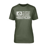 Wrestling Mom Horizontal Flag on a Unisex T-Shirt with a White Graphic