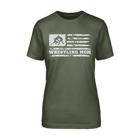 Wrestling Mom Horizontal Flag on a Unisex T-Shirt with a White Graphic