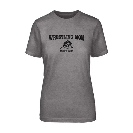 Wrestling Mom with Wrestler Icon and Wrestler Name on a Unisex T-Shirt with a Black Graphic