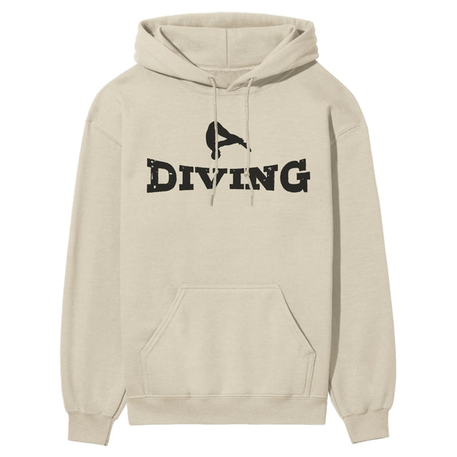 Basic Diving with Diver Icon on a Hoodie with a Black Graphic