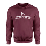 Basic Diving with Diver Icon on a Sweatshirt with a White Graphic