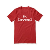 Basic Diving with Diver Icon on a Unisex T-Shirt with a White Graphic