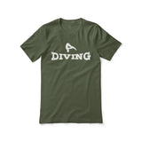 Basic Diving with Diver Icon on a Unisex T-Shirt with a White Graphic