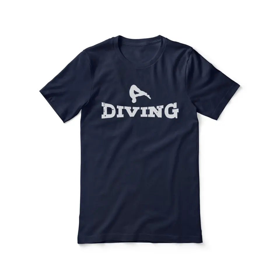 Basic Diving with Diver Icon on a Unisex T-Shirt with a White Graphic