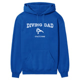 Diving Dad with Diver Icon and Diver Name on a Hoodie with a White Graphic