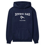 Diving Dad with Diver Icon and Diver Name on a Hoodie with a White Graphic