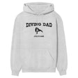 Diving Dad with Diver Icon and Diver Name on a Hoodie with a Black Graphic