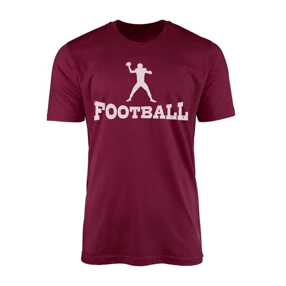 Basic Football with Football Player Icon on a Men's T-Shirt with a White Graphic