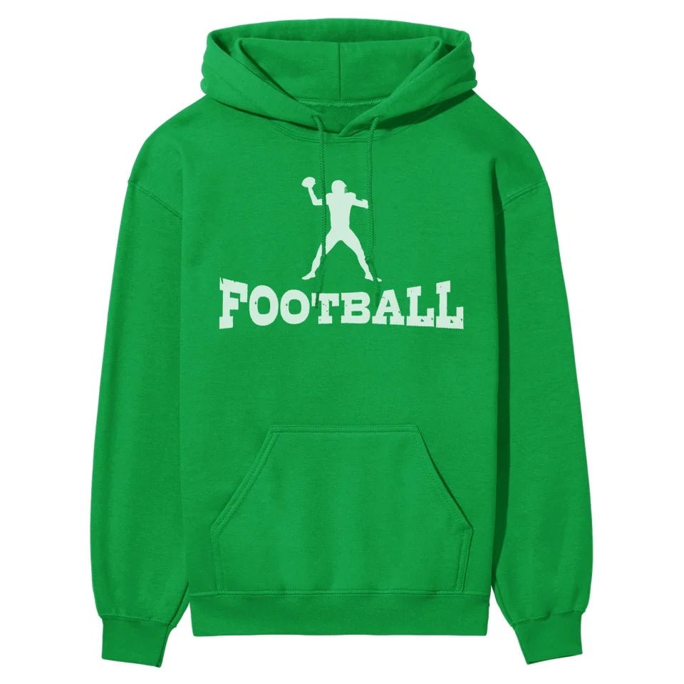 Basic Football with Football Player Icon on a Hoodie with a White Graphic