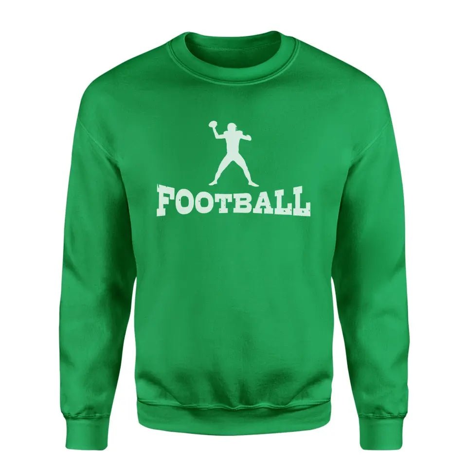 Basic Football with Football Player Icon on a Sweatshirt with a White Graphic