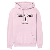 Golf Dad with Golfer Icon and Golfer Name on a Hoodie with a Black Graphic