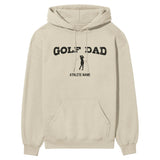 Golf Dad with Golfer Icon and Golfer Name on a Hoodie with a Black Graphic