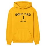 Golf Dad with Golfer Icon and Golfer Name on a Hoodie with a Black Graphic