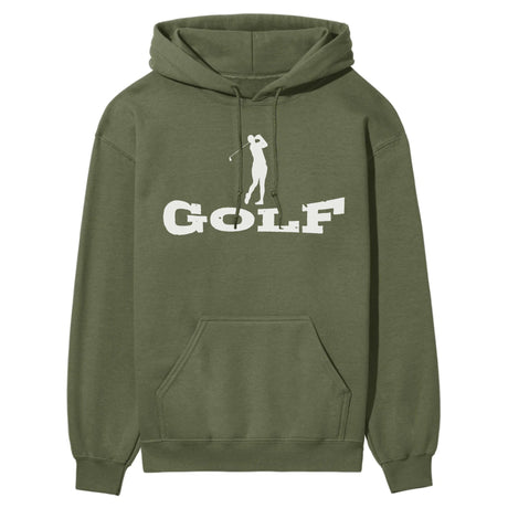 Basic Golf with Golfer Icon on a Hoodie with a White Graphic